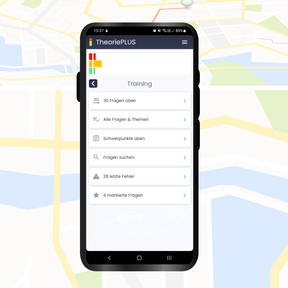 Aplicatie chestionare auto - zona Training