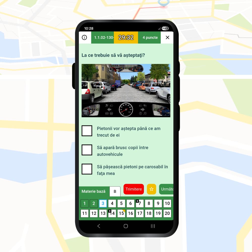 Aplicatie intrebare chestionat auto simulare