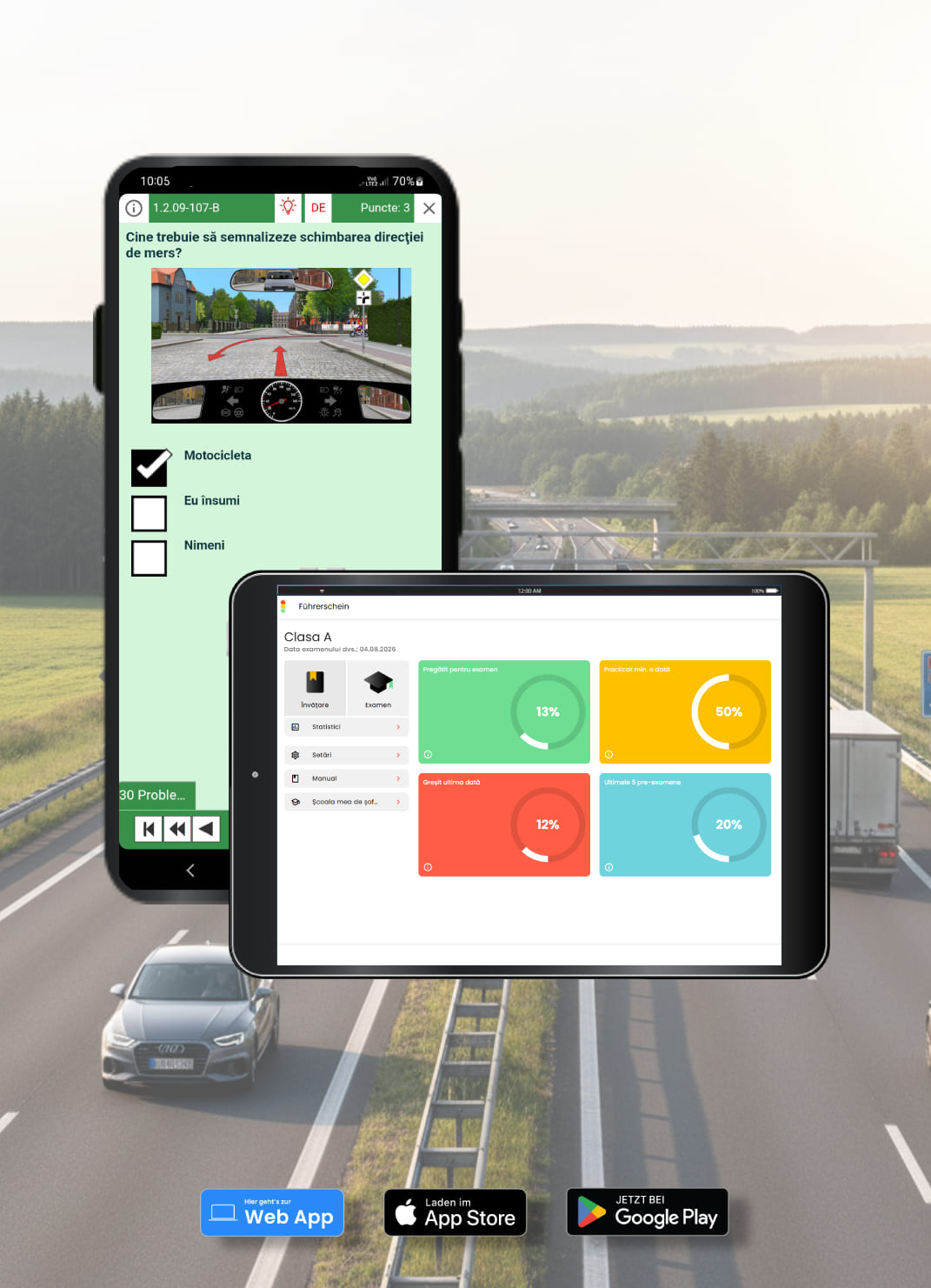 Aplicatie chestionare moto Germania - categorii A, A1, A2, AM, Mofa