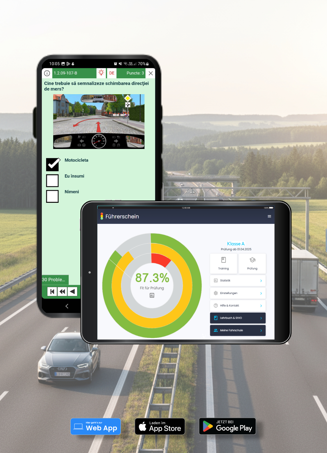 Aplicatie chestionare moto Germania - categorii A, A1, A2, AM, Mofa