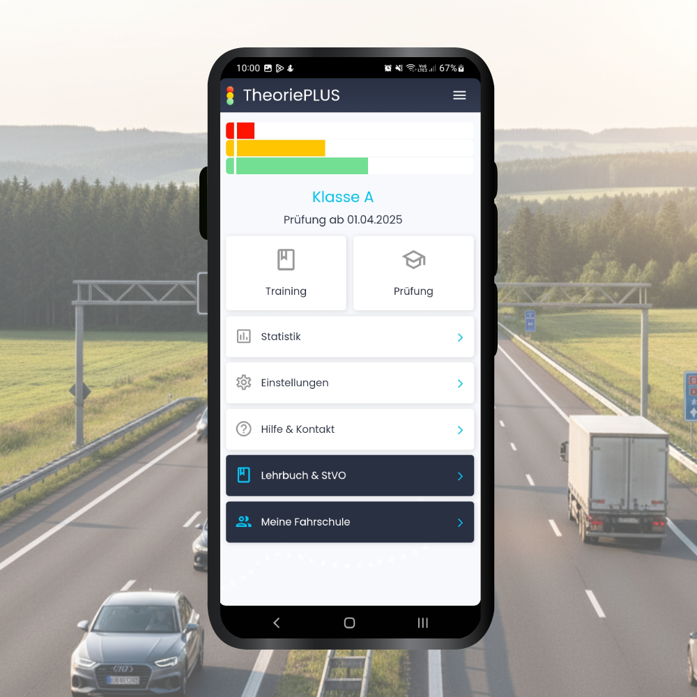 Aplicatie chestionare moto Categoria A meniu