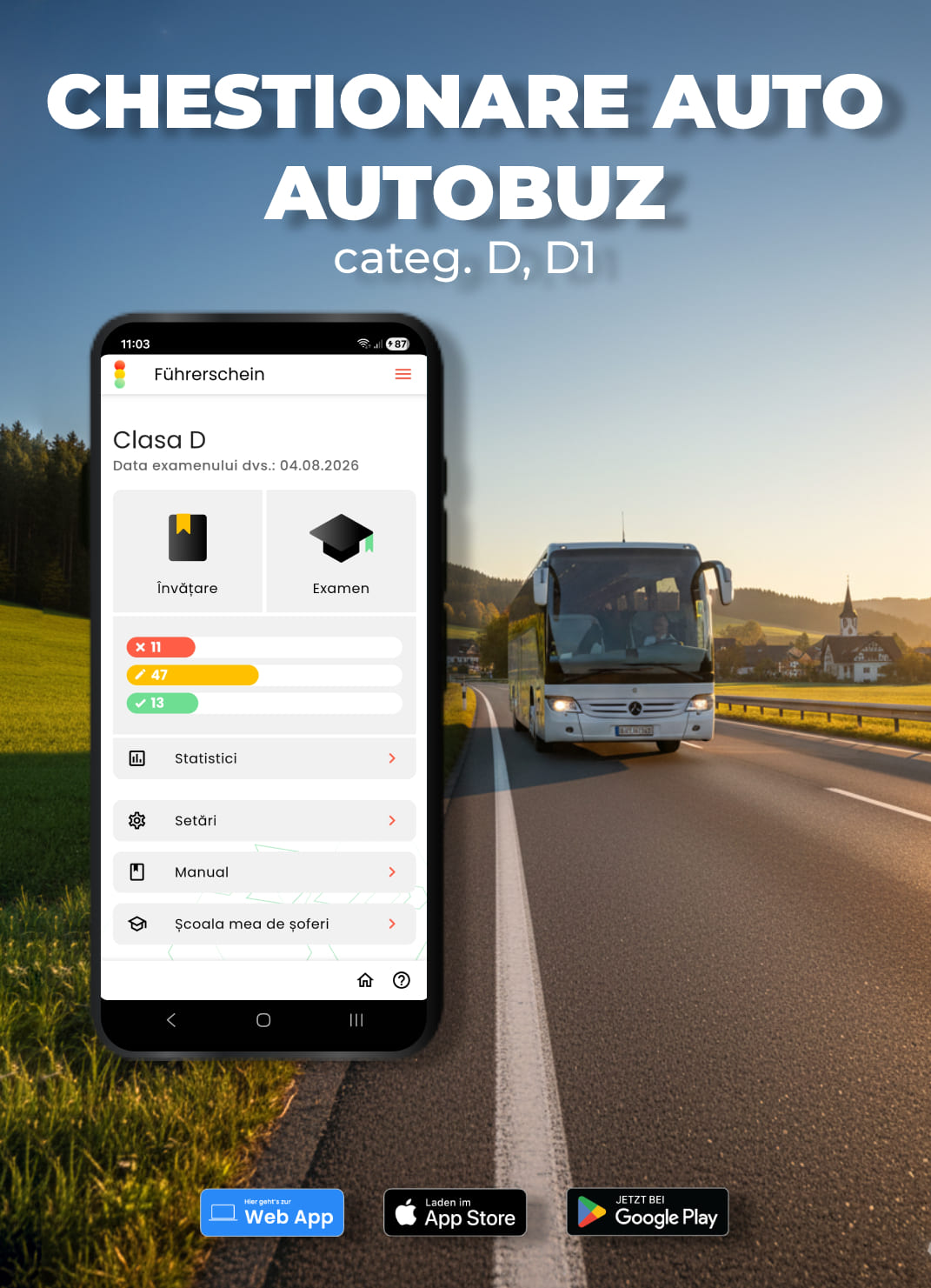 Chestionare autobuz Auto categoria D, D1