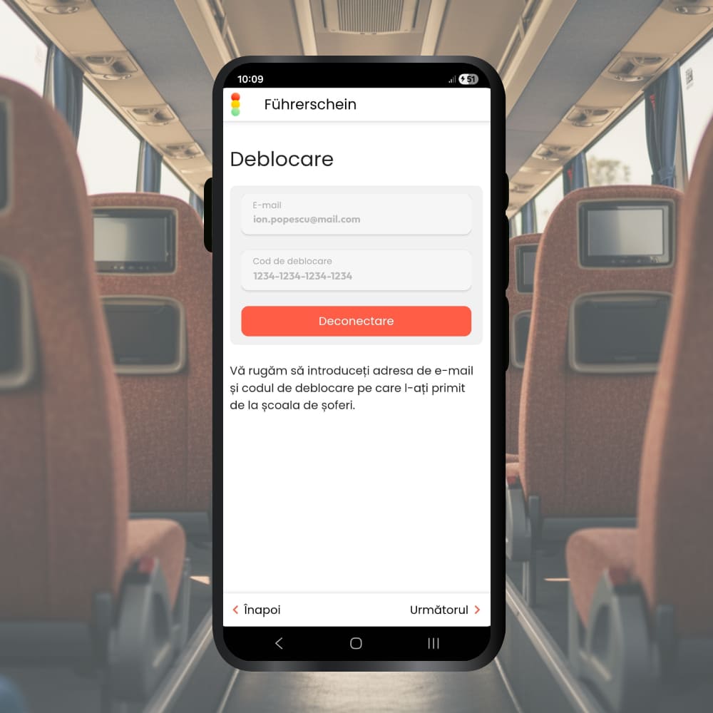 Aplicatie chestionare autobuz - activare