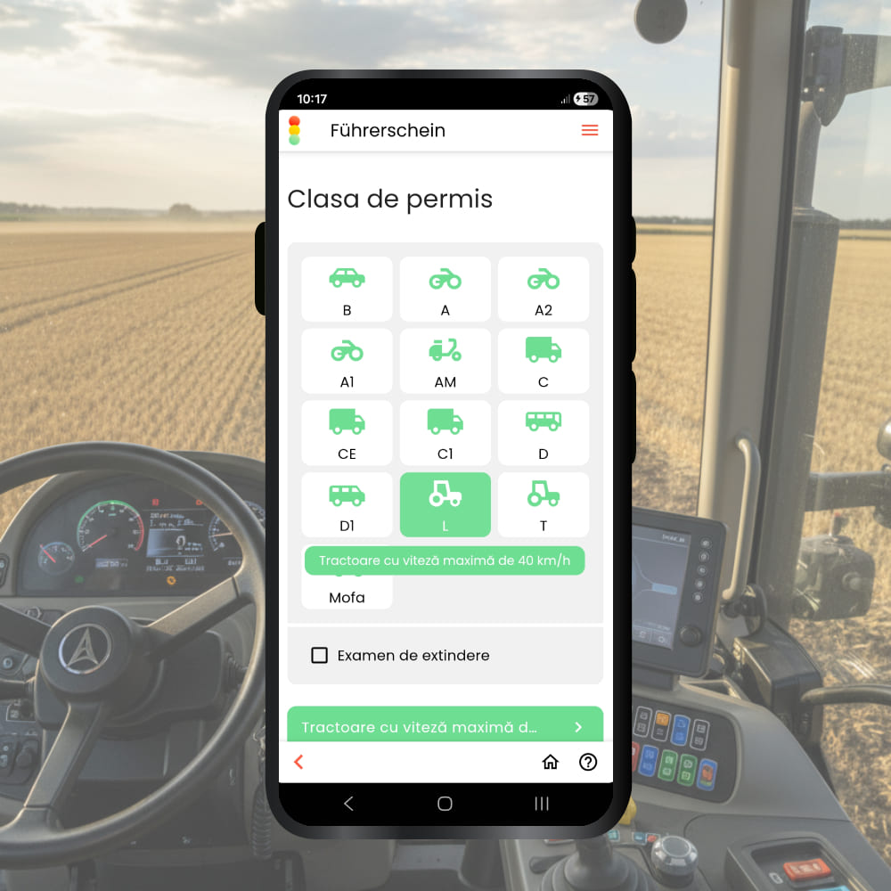 Aplicatie chestionare tractor - categoria L