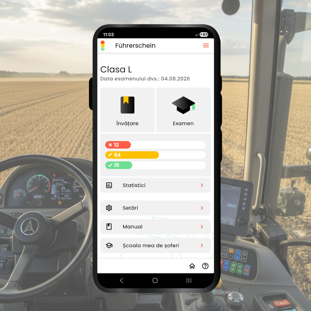 Aplicatie chestionare tractor - meniu